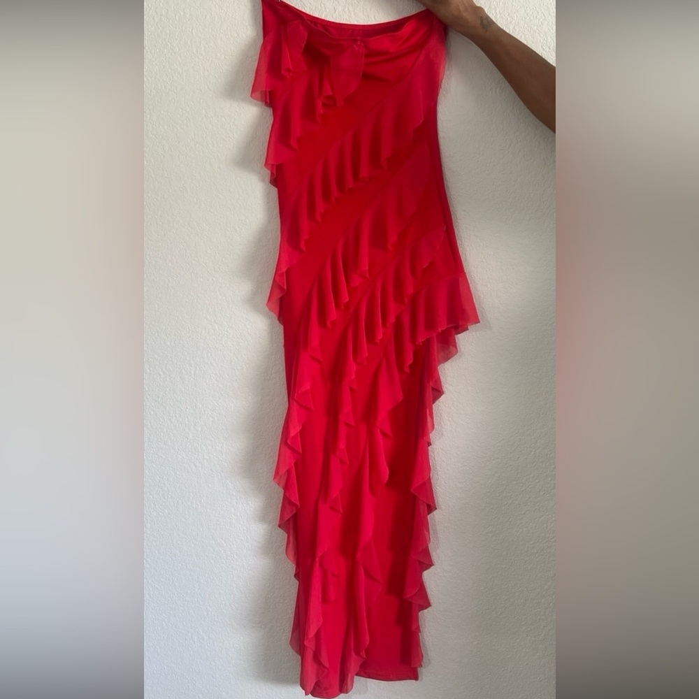Long, classy red dress
